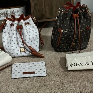 Dooney & Bourke Brown and White Signature Shoulder Bags